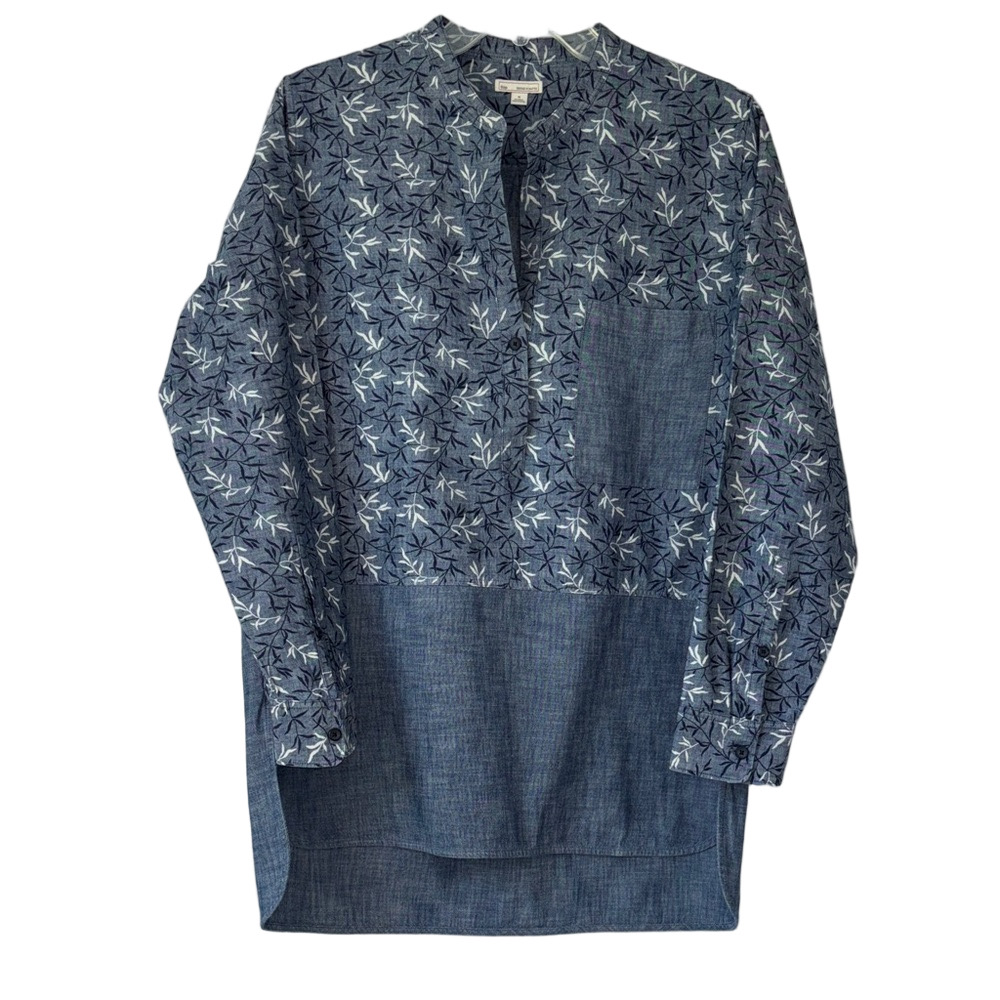 Gap Denim Blue Print Long Sleeved Tunic Size Medium